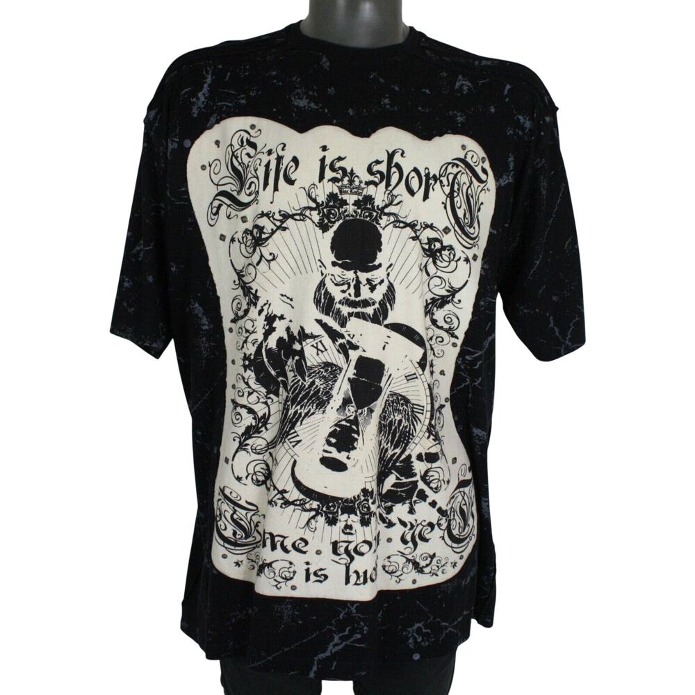 Y2K Blac Label Life Is Short Tee Mall Goth Skater Graphic Shirt 3XL
